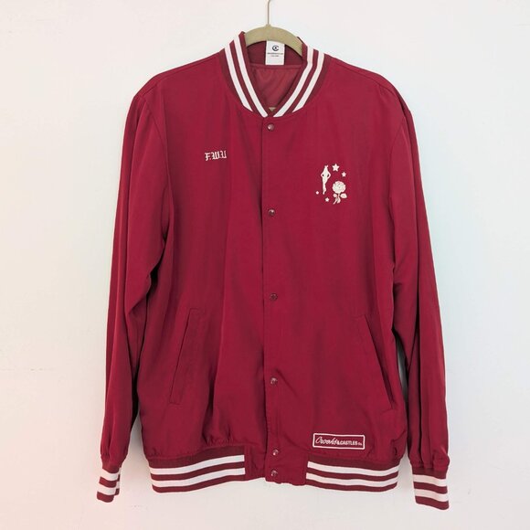 Crooks and Castles Men Red Bomber Jacket Varsity Snap Up Size XL - Picture 2 of 7